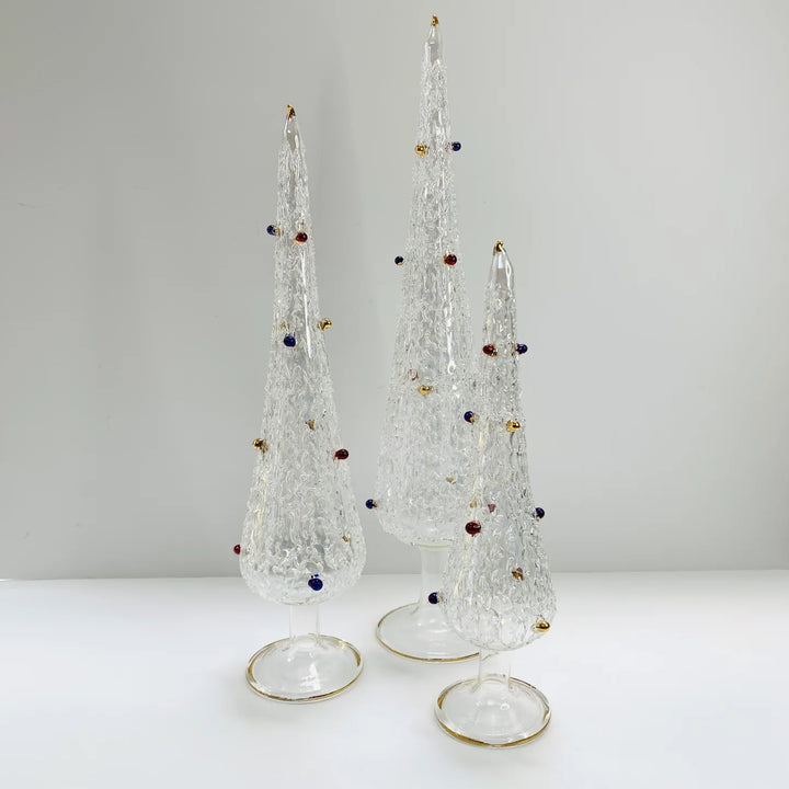 Blown Glass Tabletop Christmas Tree with Colors, Small