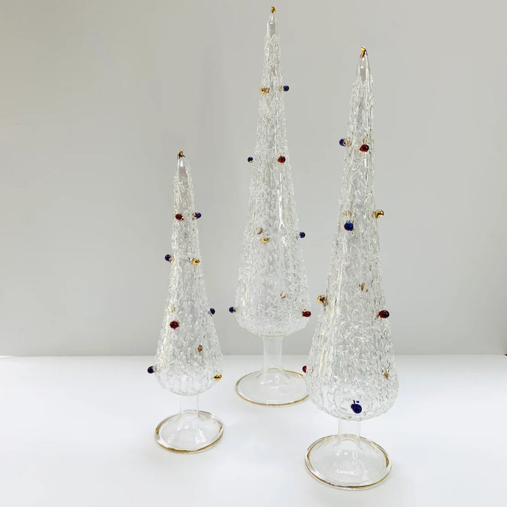 Blown Glass Tabletop Christmas Tree with Colors, Small