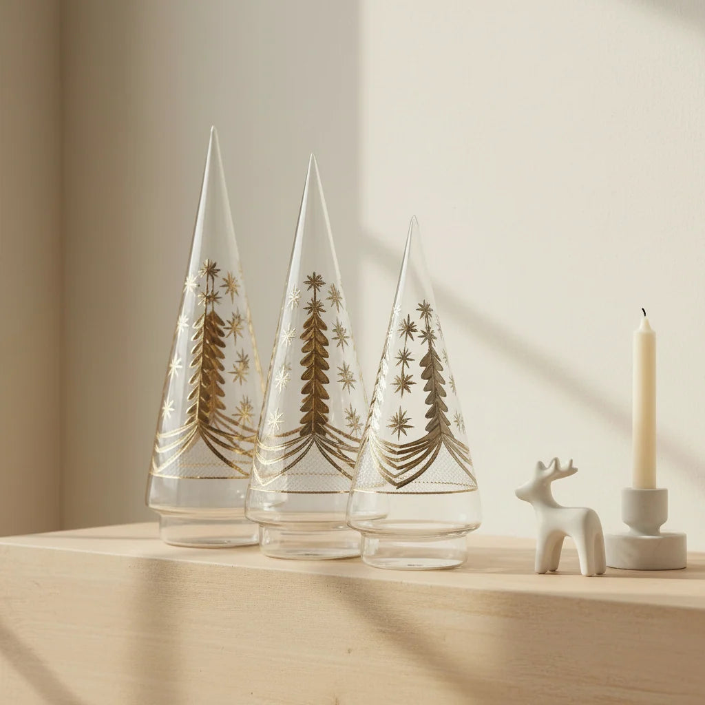 Blown Glass Silver and Gold Tree, Large