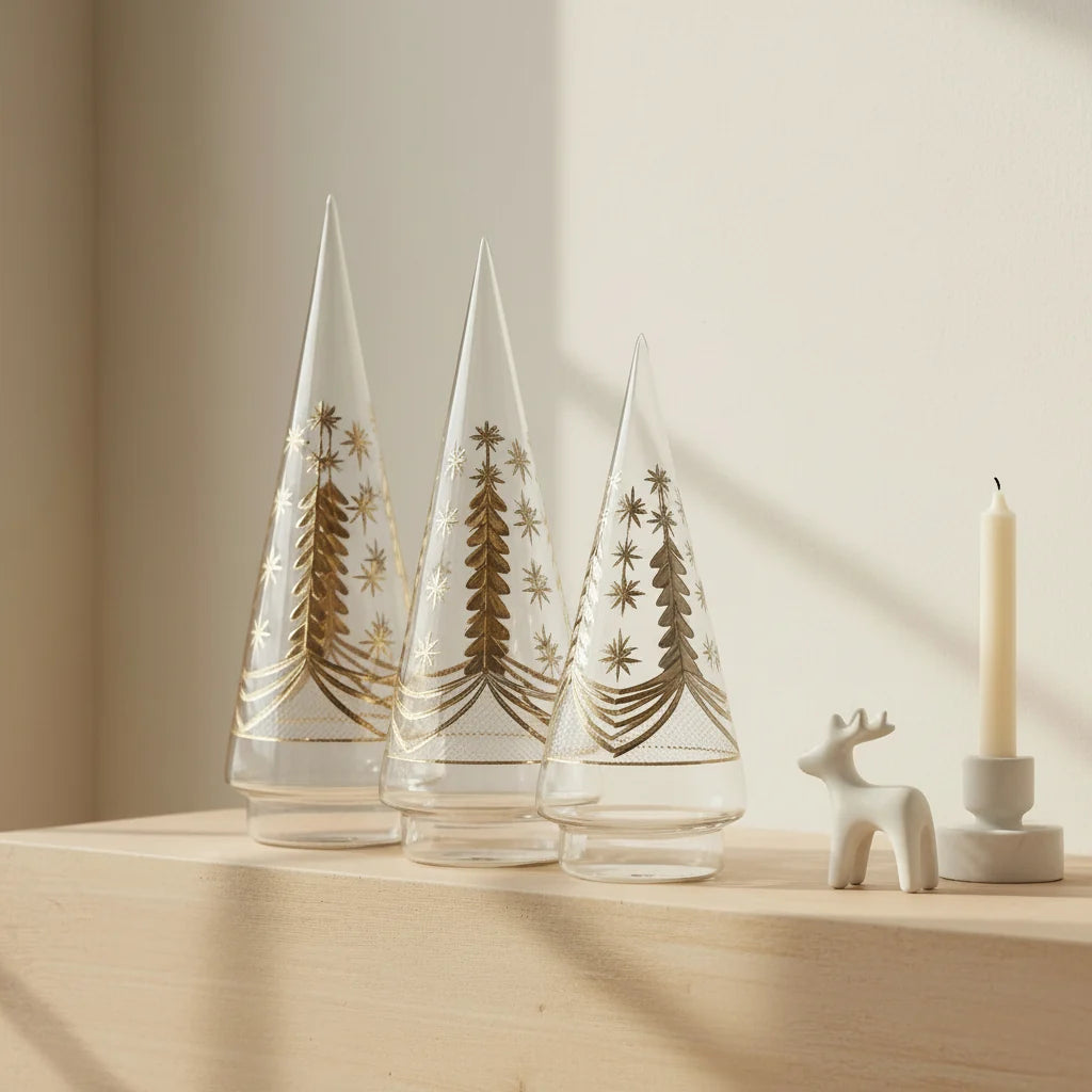 Blown Glass Silver and Gold Tree, Small