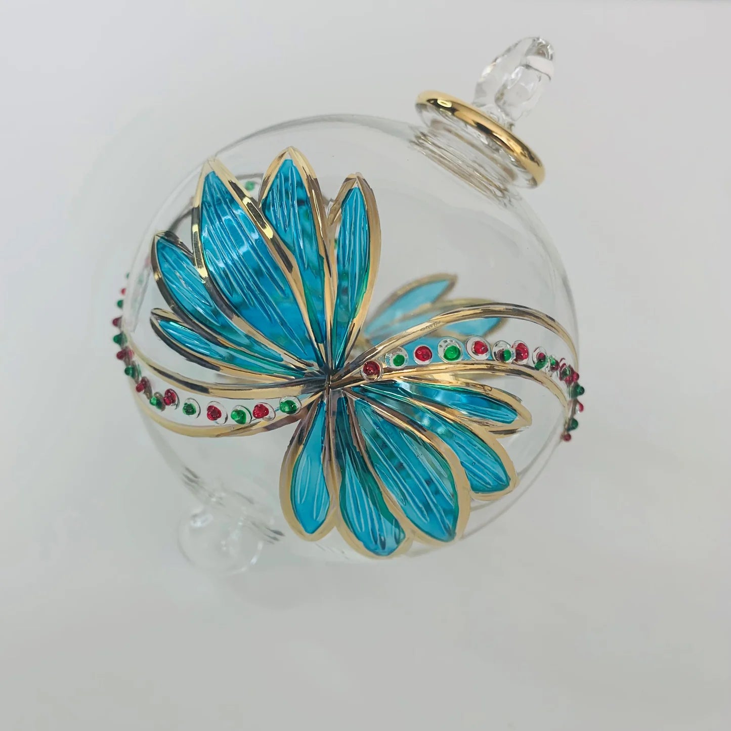 Turquoise Butterfly Egyptian Glass Ornament