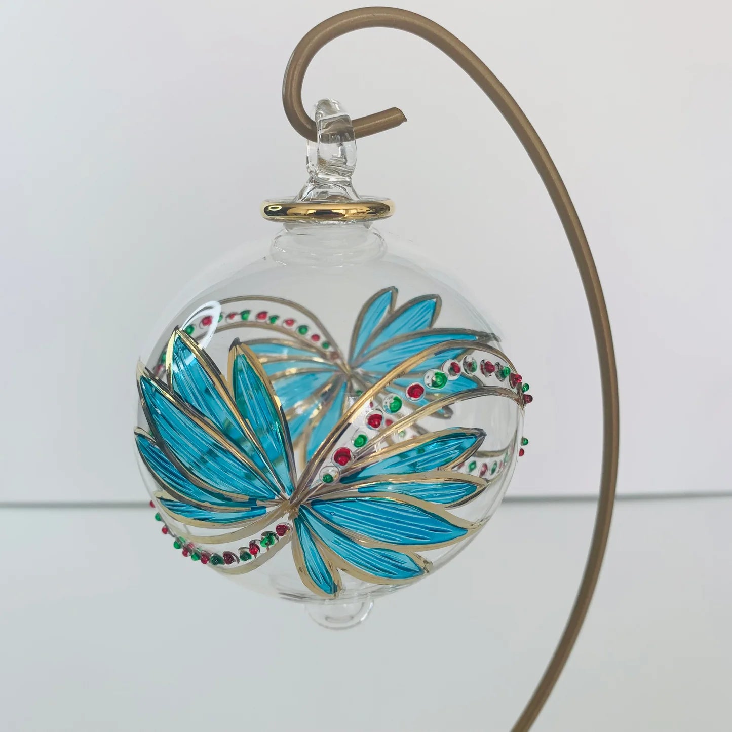 Turquoise Butterfly Egyptian Glass Ornament