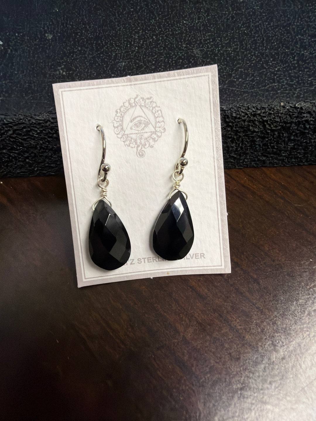Black Tourmaline Earrings, Sterling Silver