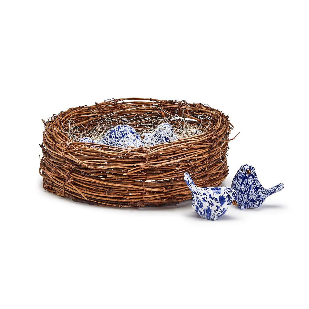 Chinoiserie Blue Robin Bird Figurine