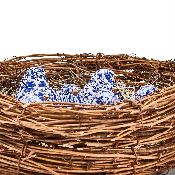 Chinoiserie Blue Robin Bird Figurine