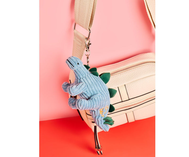 Knitted Blue Corduroy Stegosaurus Bag Charm