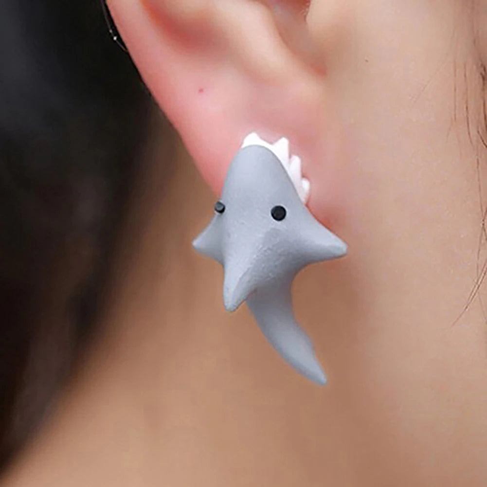 Grey Shark Earrings