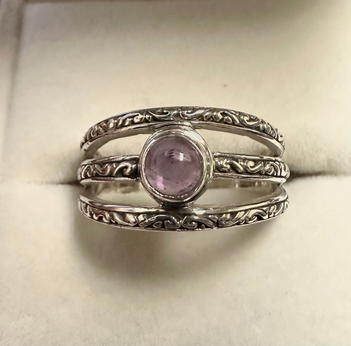 Amethyst 3 Band Ring