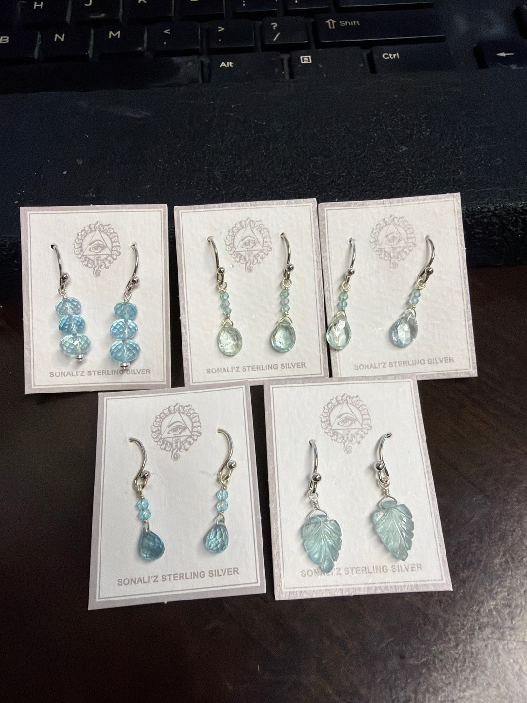 Aquamarine Earrings, Sterling Silver