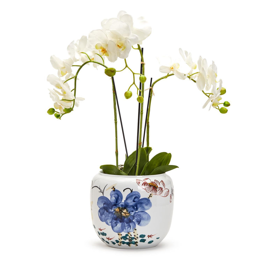 Japanese Hand Painted Blossoms Porcelain Planter