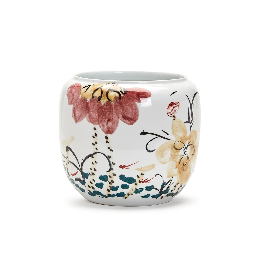 Japanese Hand Painted Blossoms Porcelain Planter