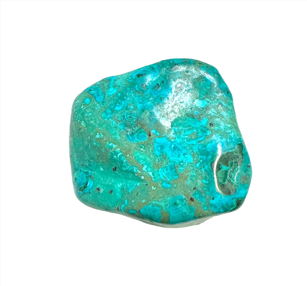 a piece of bright blue chrysocolla that has been polished to a high shine