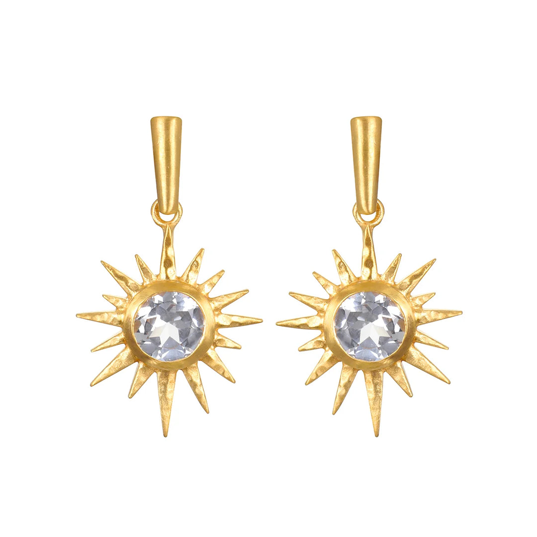 North Star White Topaz Starburst Earrings