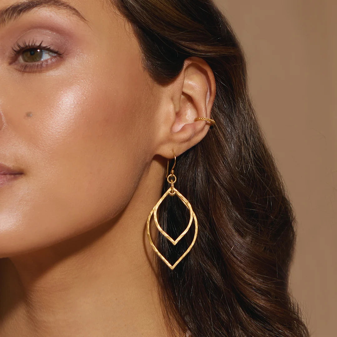 Hammered Petal Linear Earrings
