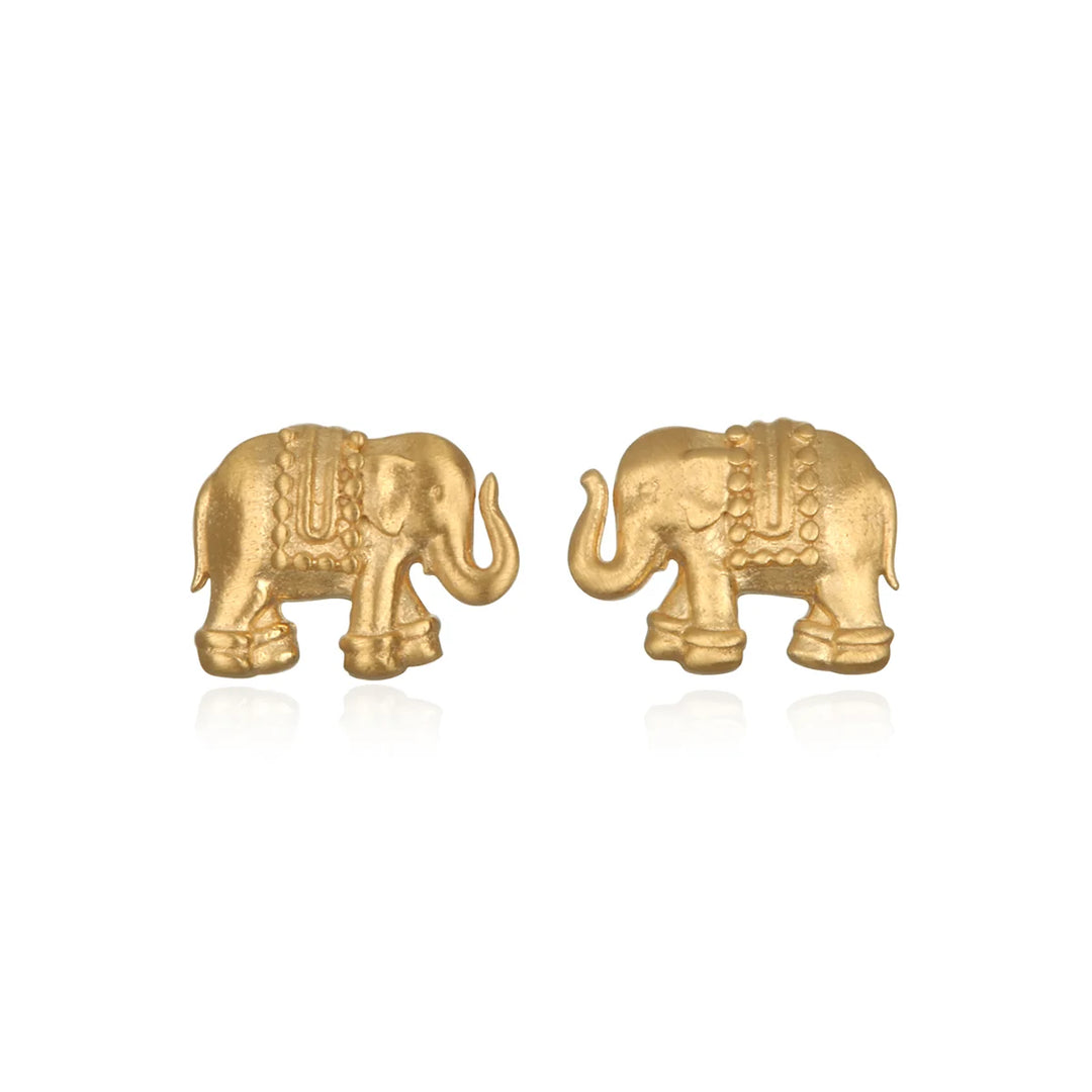 Gold Elephant Stud Earrings