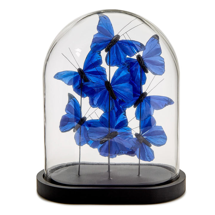 Ultramarine Butterflies in Oval Dome Sculpture