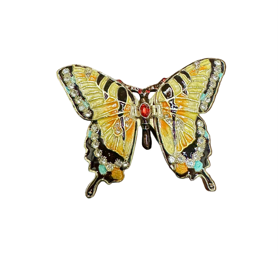 Yellow Butterfly Trinket Box