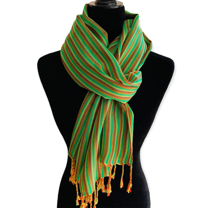 Thin Striped Handwoven Bamboo Viscose Scarf