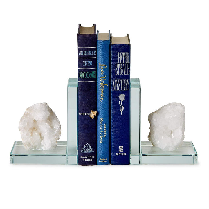 White Quartz Crystal Bookends