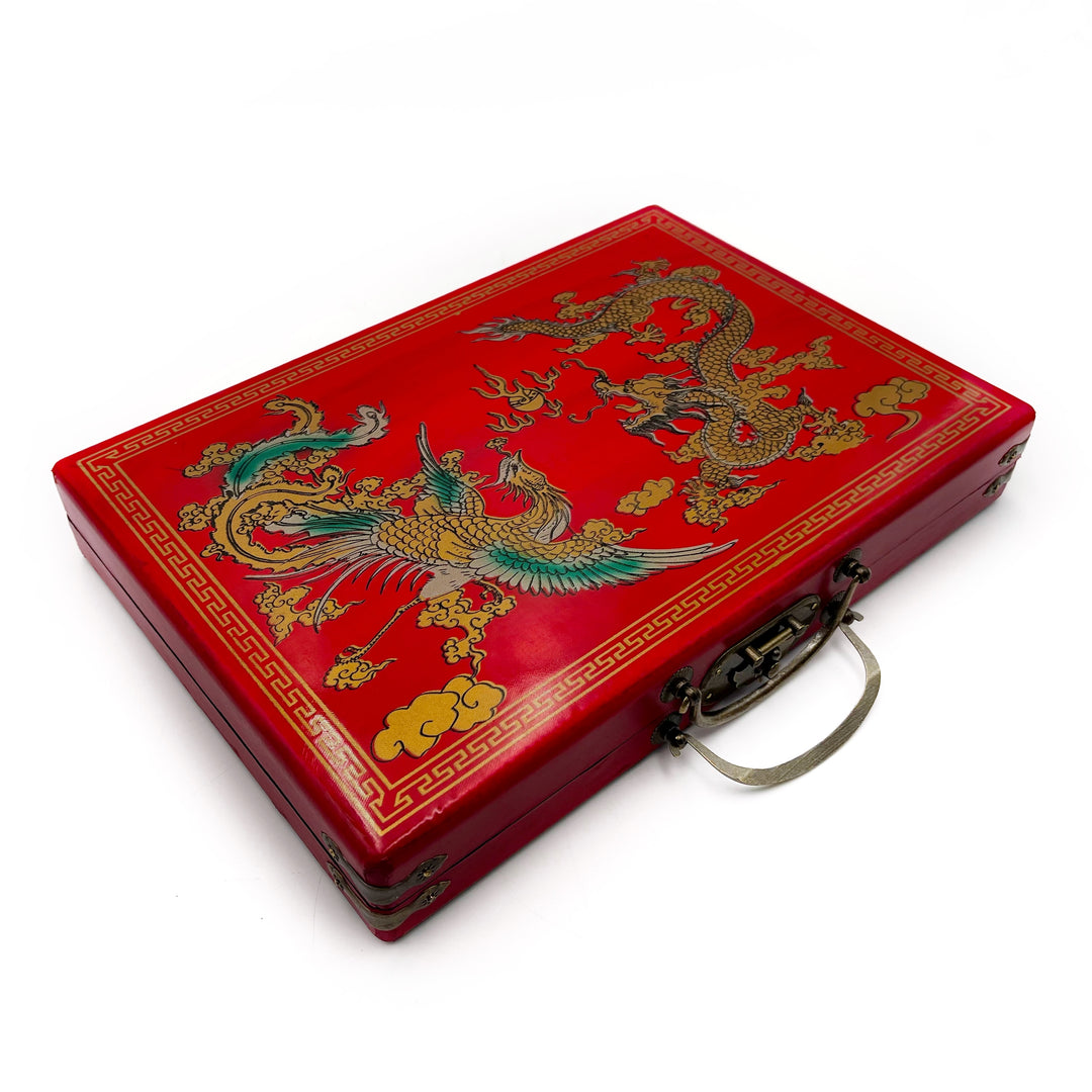 Mahjong Set and Red Leatherette Carrying Case