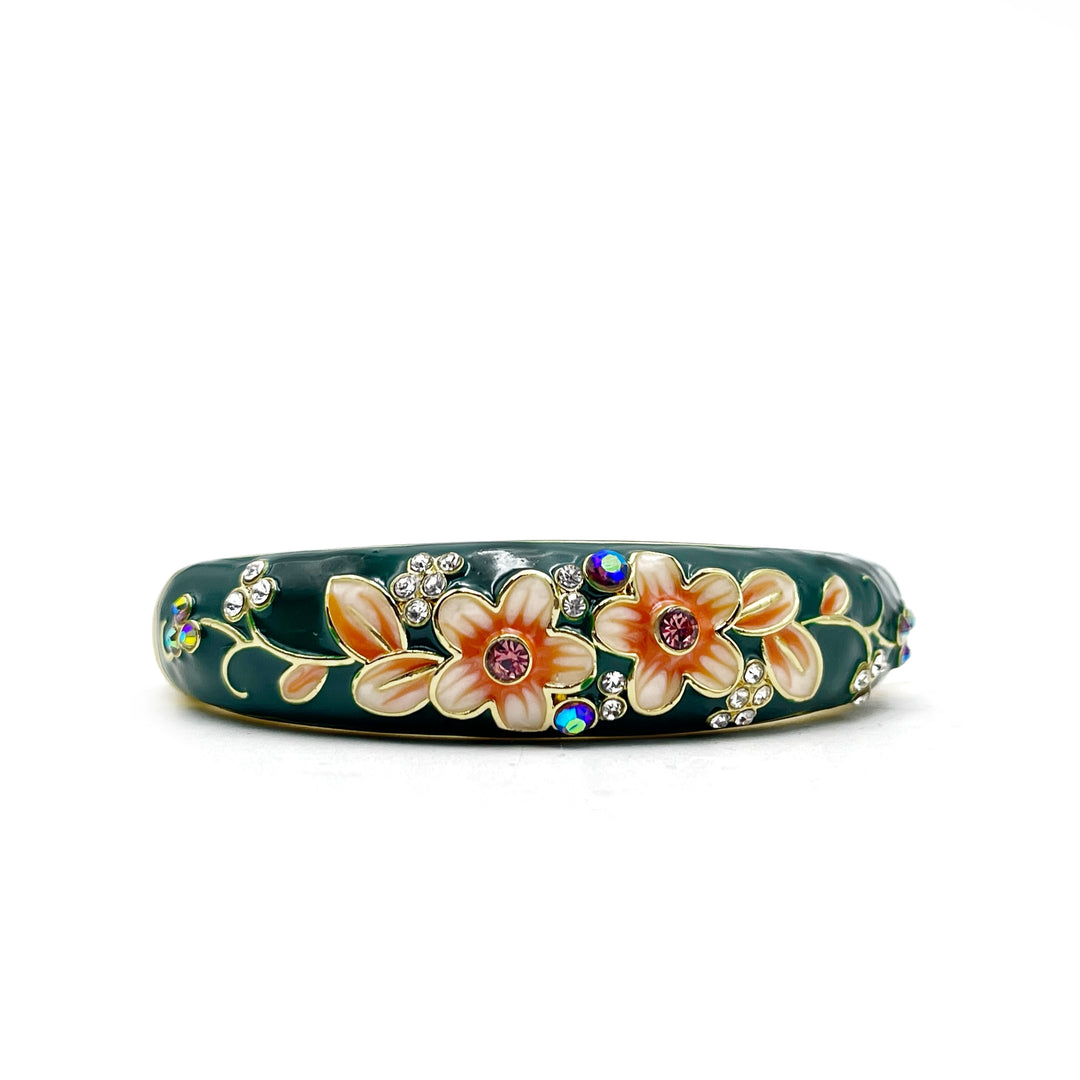 *FINAL SALE* Enamel Flower & Crystal Bangle Bracelet, Assorted