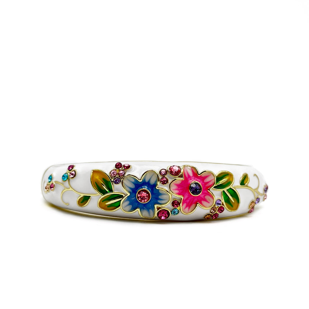 *FINAL SALE* Enamel Flower & Crystal Bangle Bracelet, Assorted
