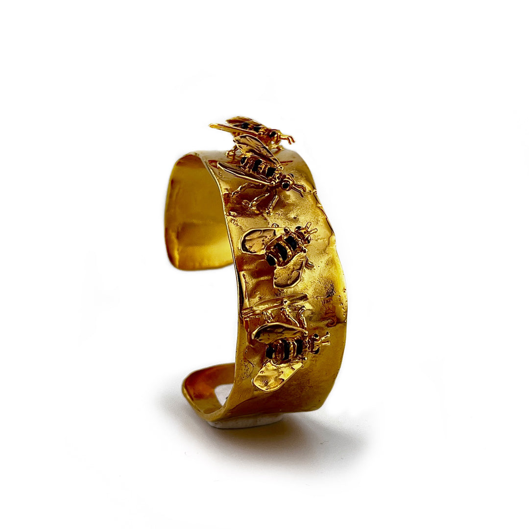 Gold Bangle with 4 Bees