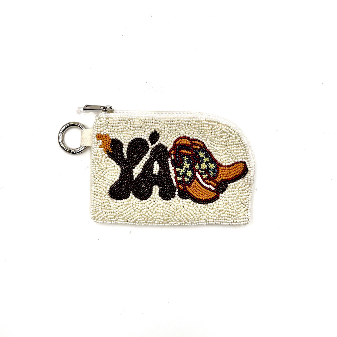 Y'all Boots Beaded Keyring Pouch