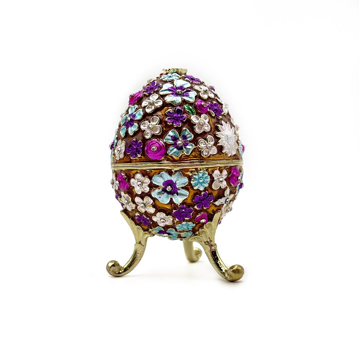 Large Floral Egg Trinket Box