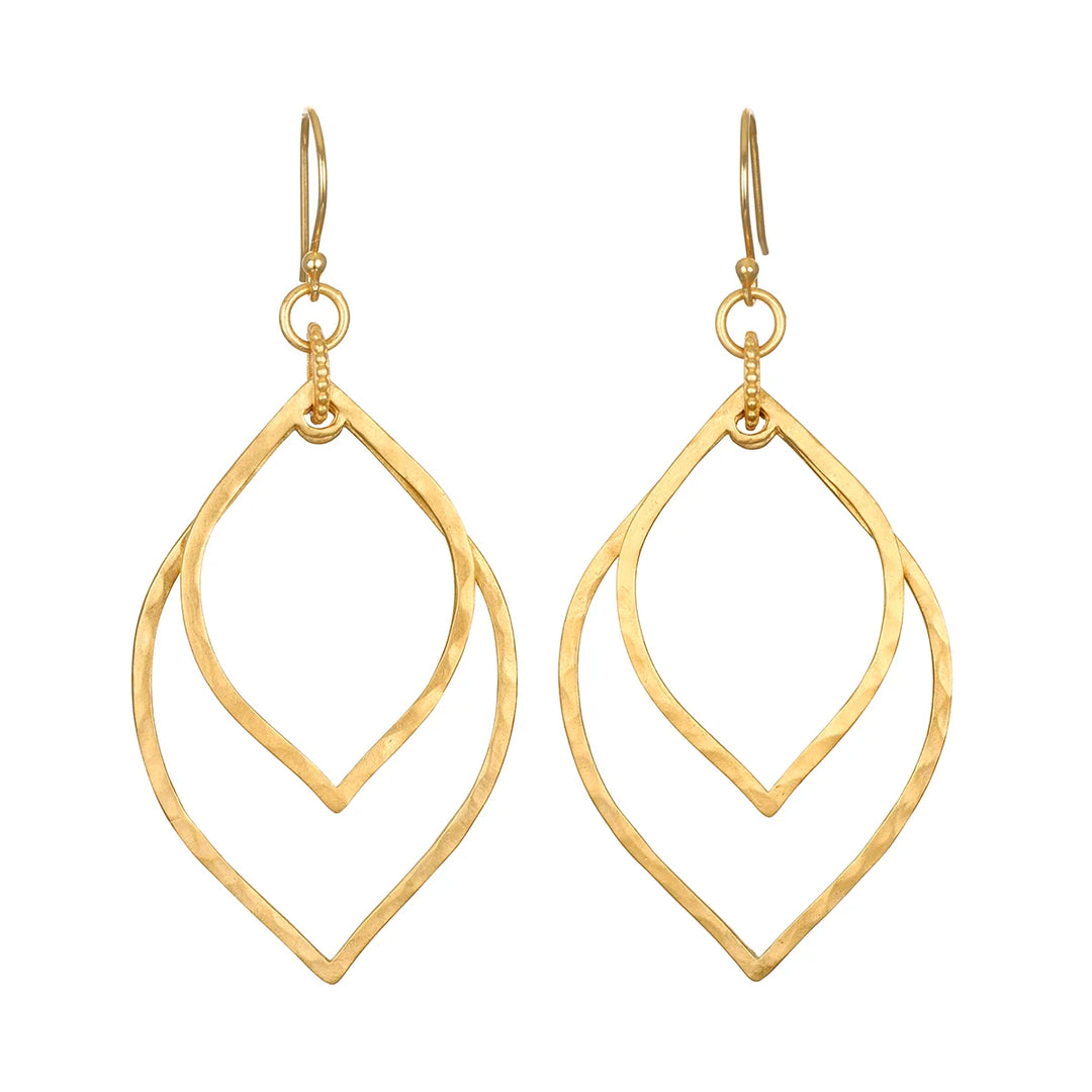 Hammered Petal Linear Earrings
