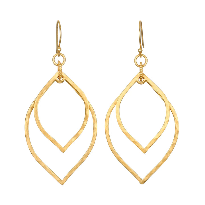 Hammered Petal Linear Earrings