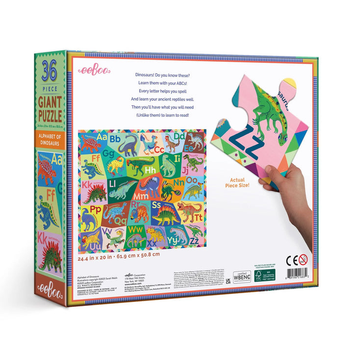 Alphabet of Dinosaurs Giant Puzzle, 36 Pieces