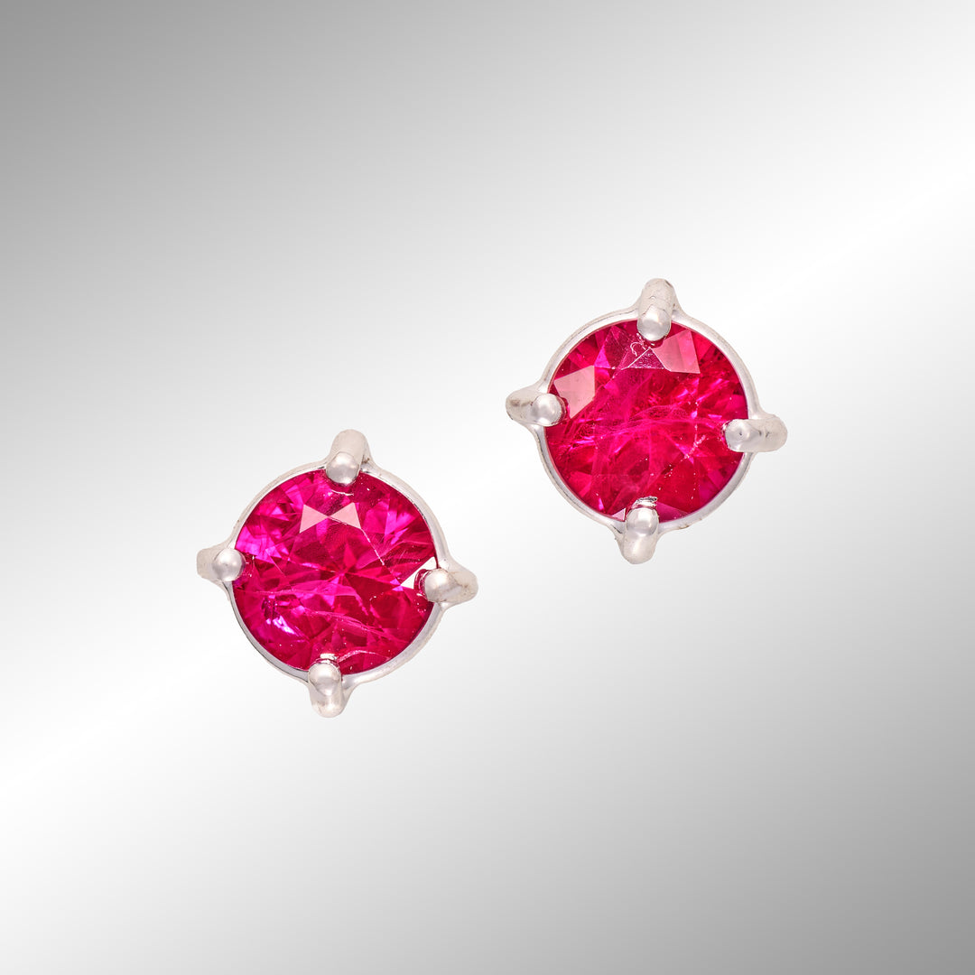 Ruby Studs, White Gold