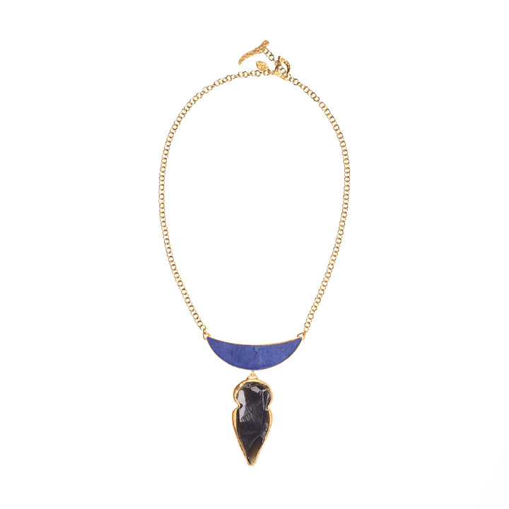 Lapis Obisdian Arrowhead Necklace