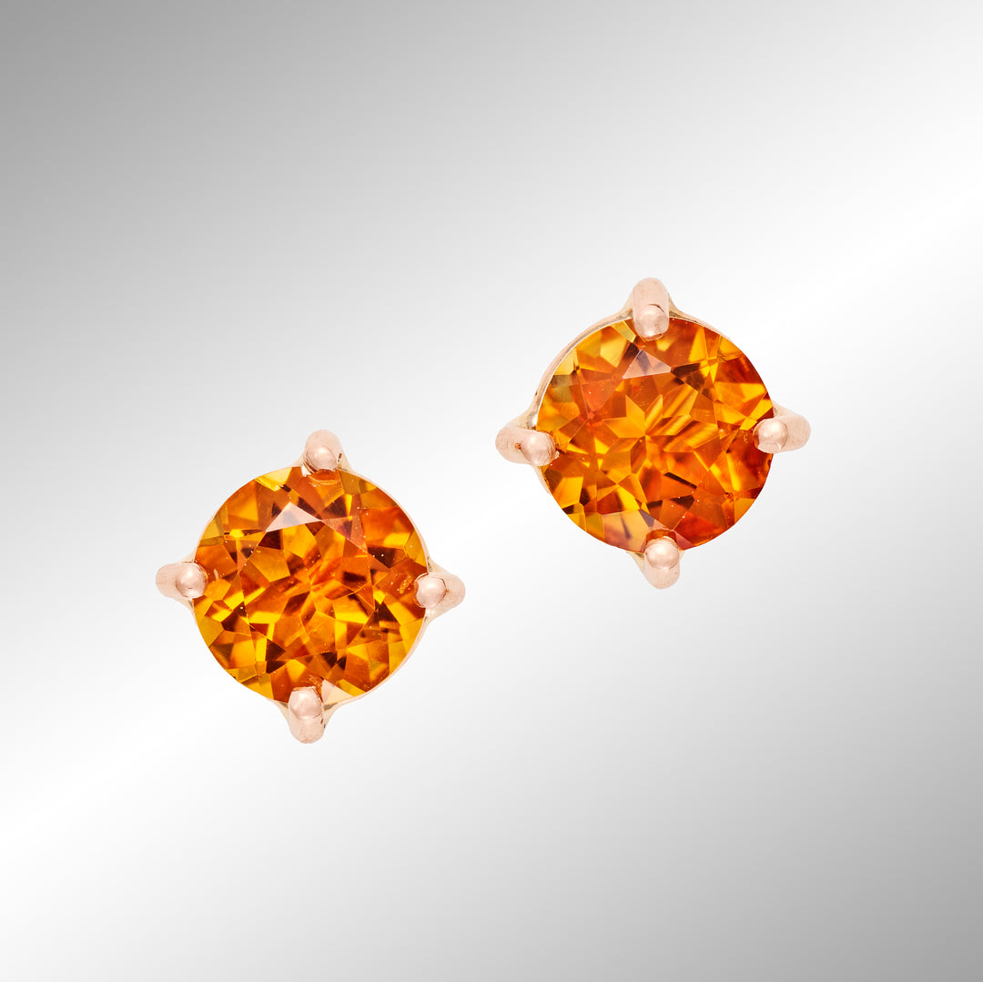 Deep Orange Citrine Studs in 18k Gold