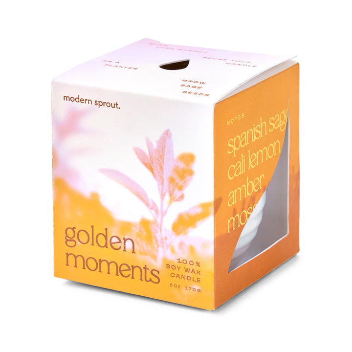 Garden Vibes Seed Planter & Candle: Golden Moments & Sage Seed Packet