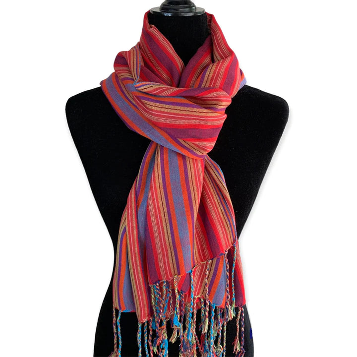 Mixed Striped Handwoven Bamboo Viscose Scarf