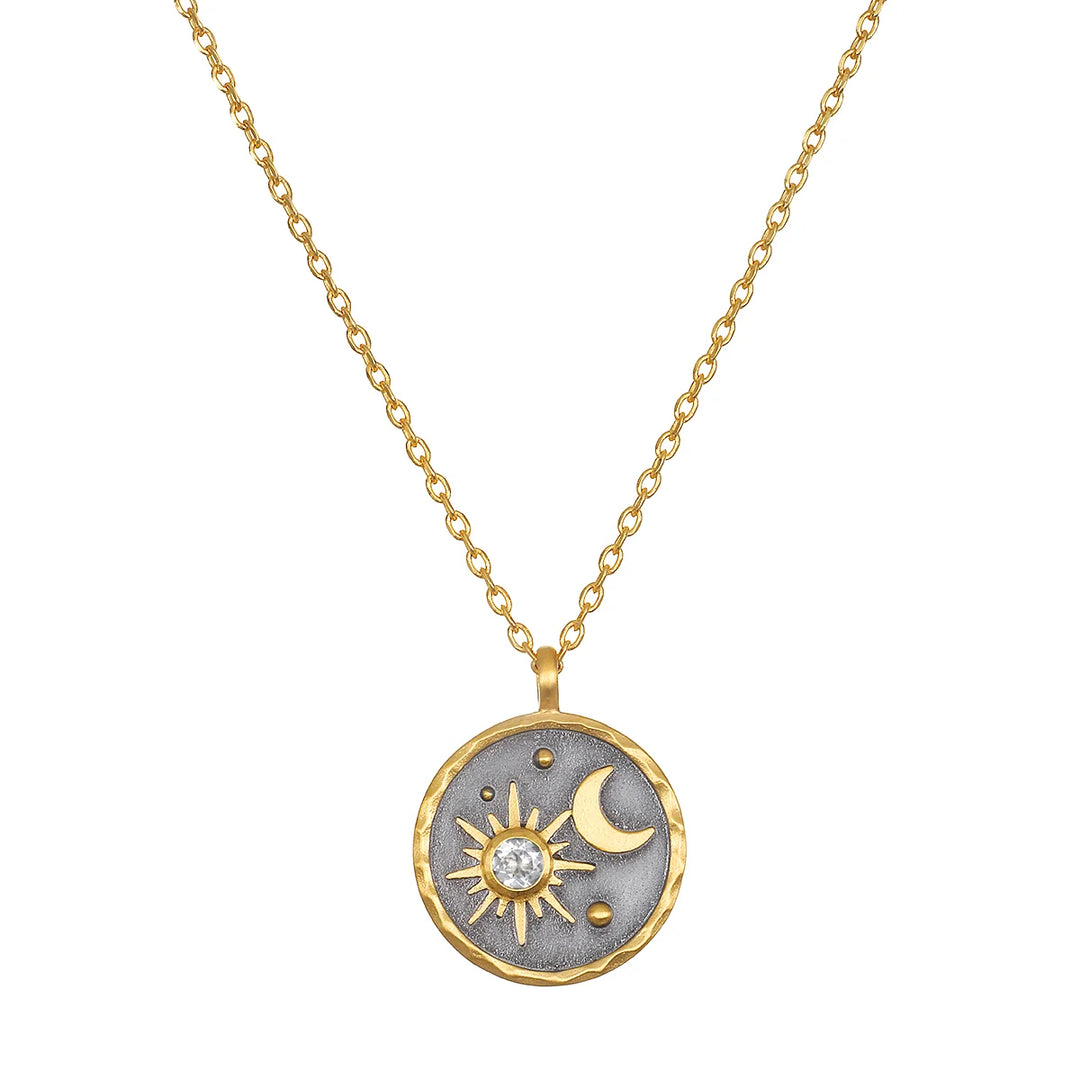 White Topaz Sun Moon Necklace