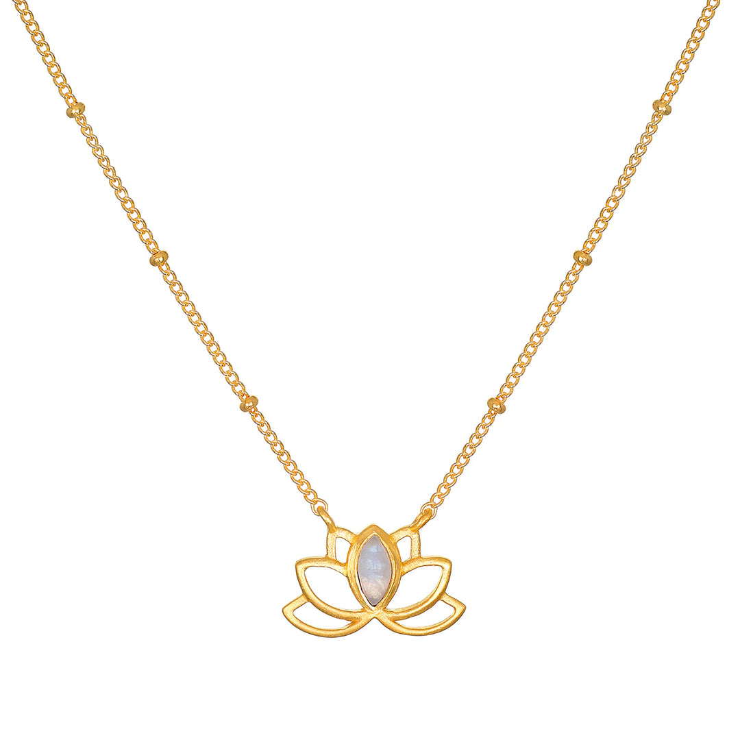 "Cultivate Intuition" Open Lotus Moonstone Necklace