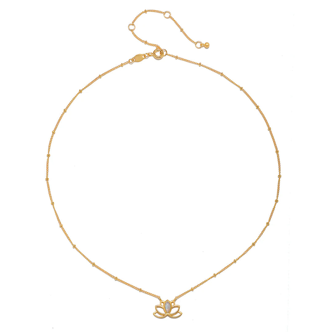 "Cultivate Intuition" Open Lotus Moonstone Necklace