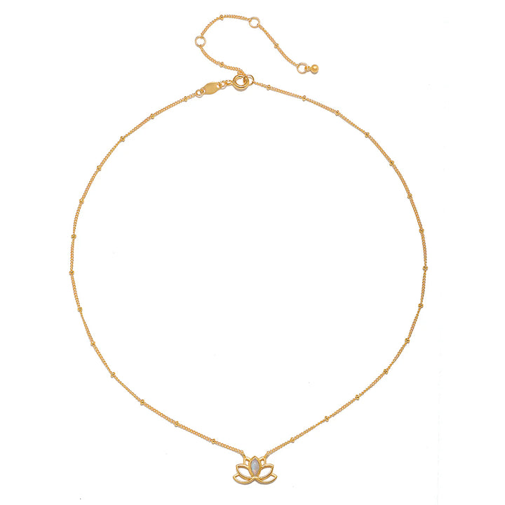 "Cultivate Intuition" Open Lotus Moonstone Necklace