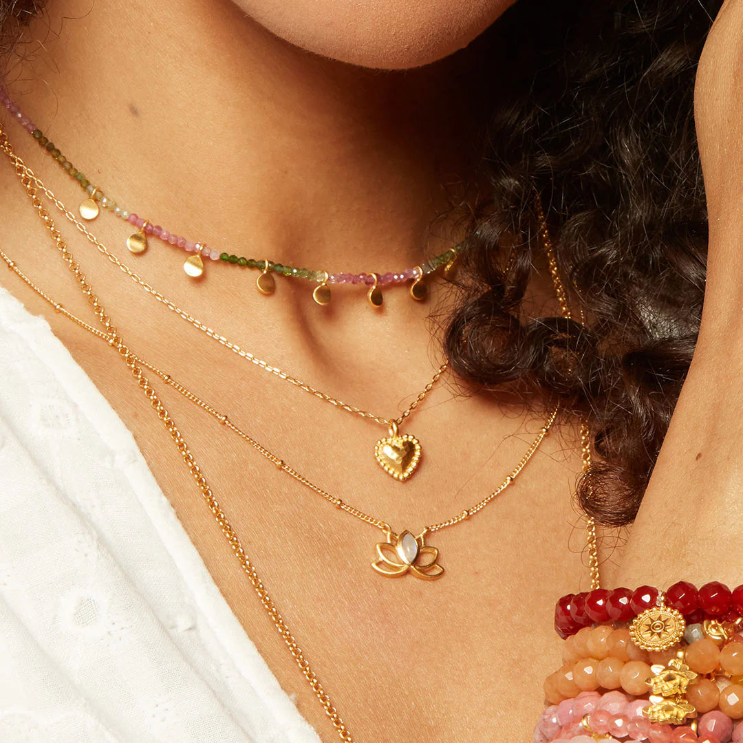 "Cultivate Intuition" Open Lotus Moonstone Necklace