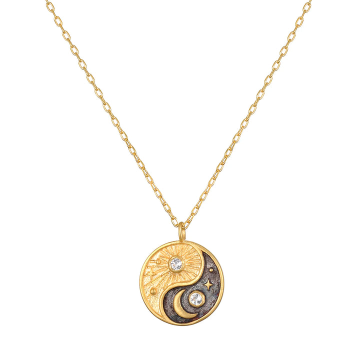 "Celestial Balance" Yin Yang White Topaz Necklace