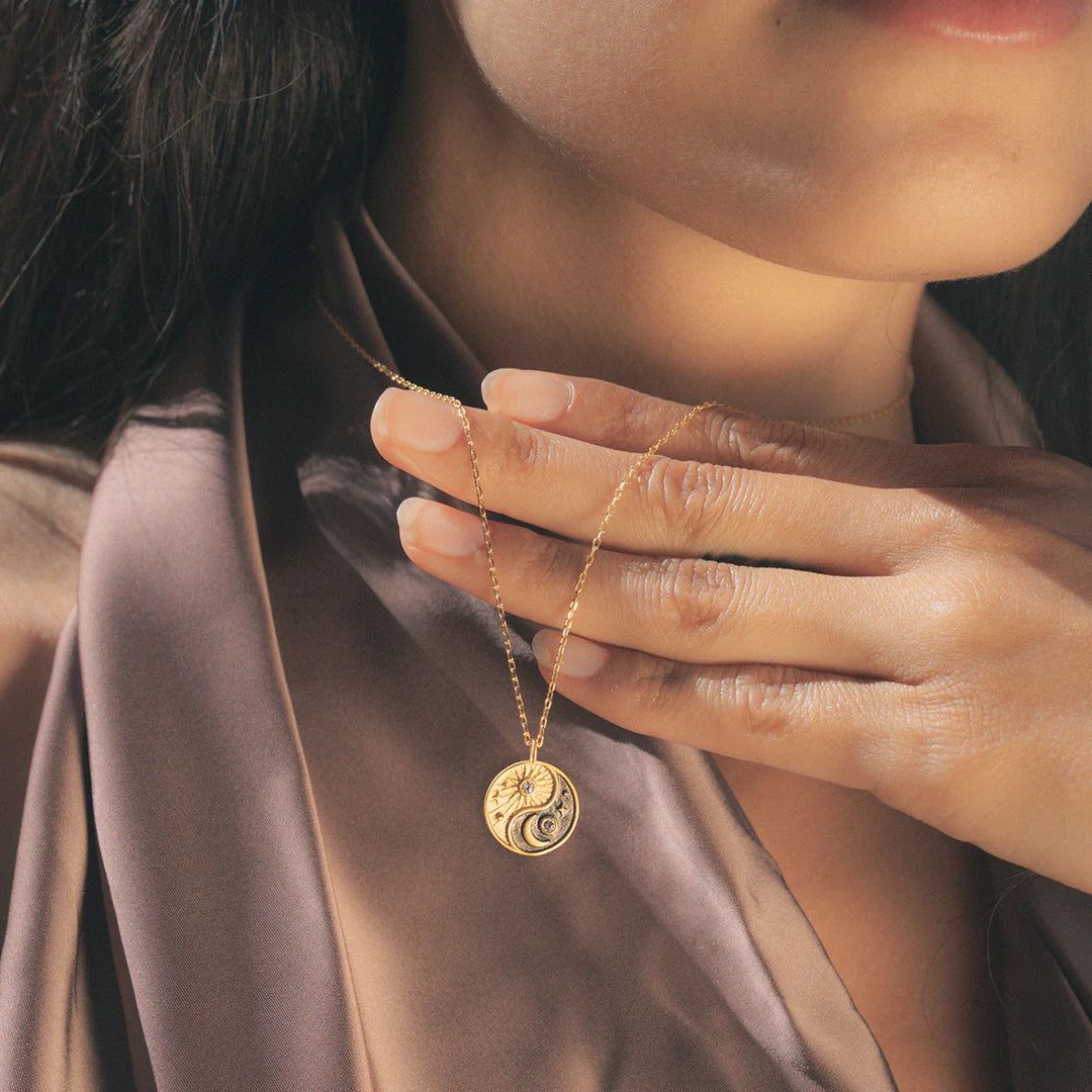 "Celestial Balance" Yin Yang White Topaz Necklace