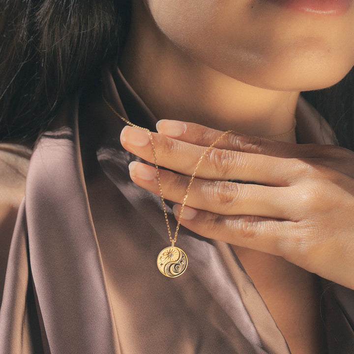 "Celestial Balance" Yin Yang White Topaz Necklace