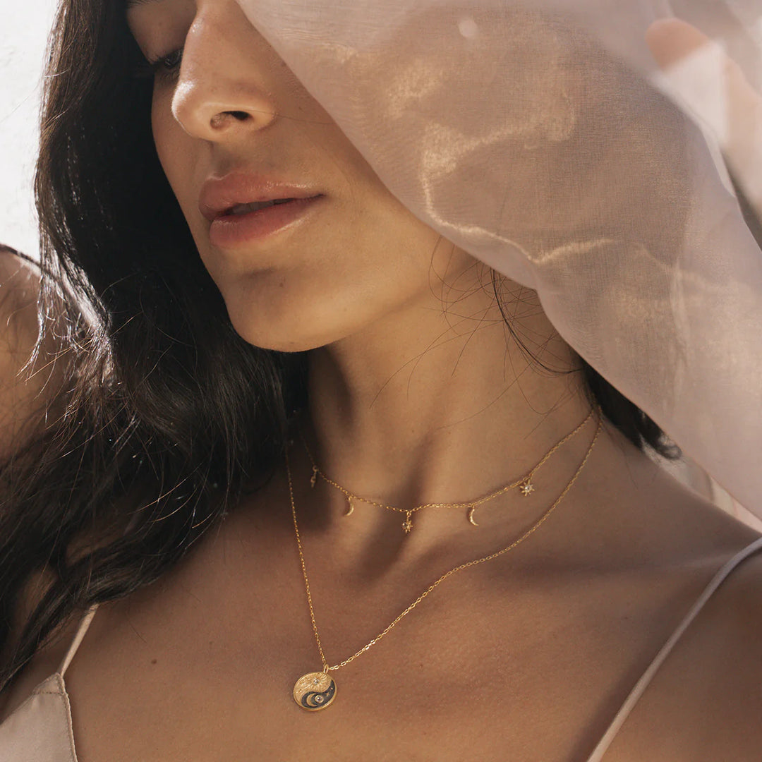 "Celestial Balance" Yin Yang White Topaz Necklace