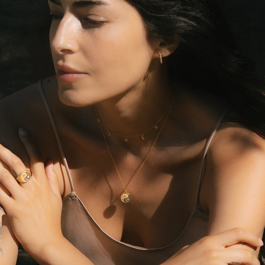 "Celestial Balance" Yin Yang White Topaz Necklace