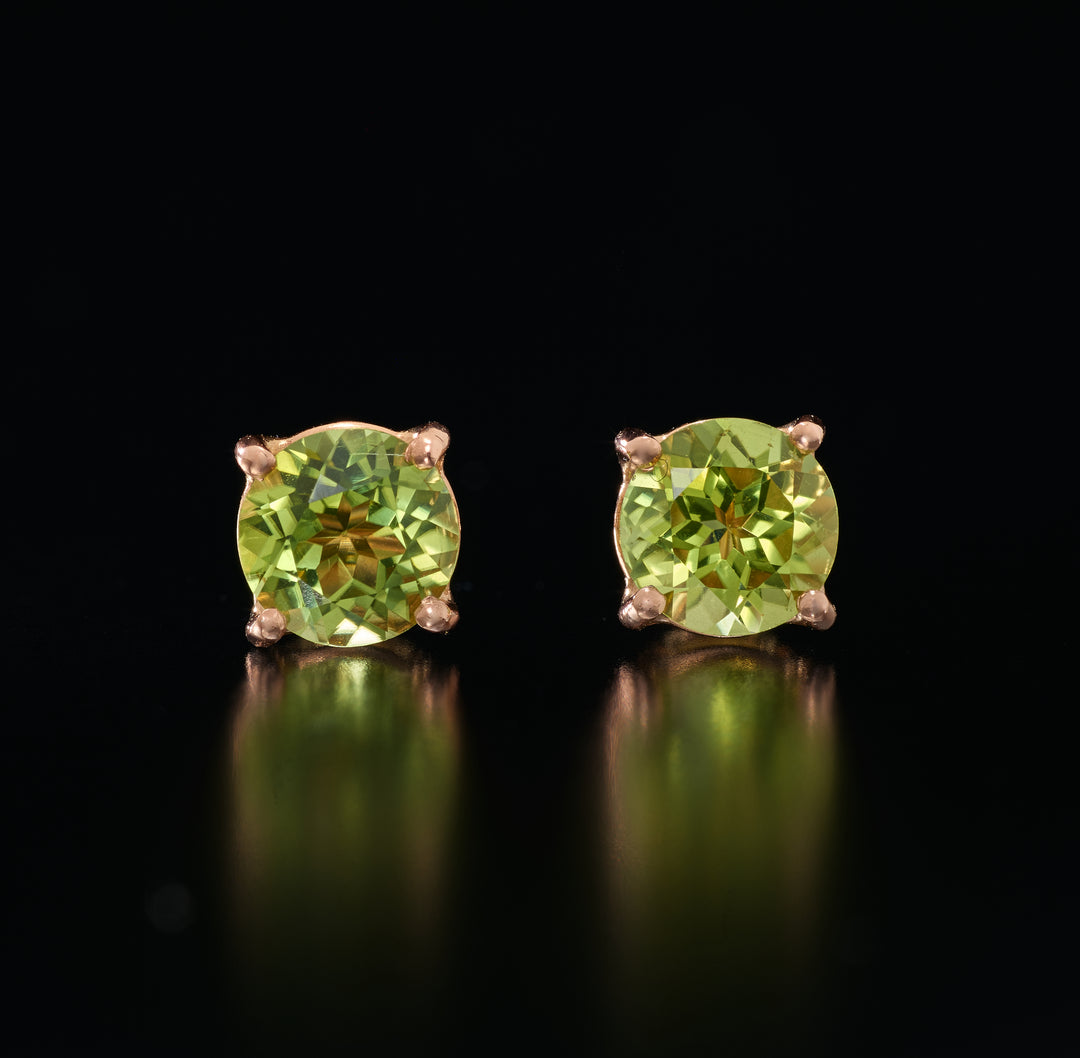 Peridot Studs in 18k Gold- White Gold & Rose Gold
