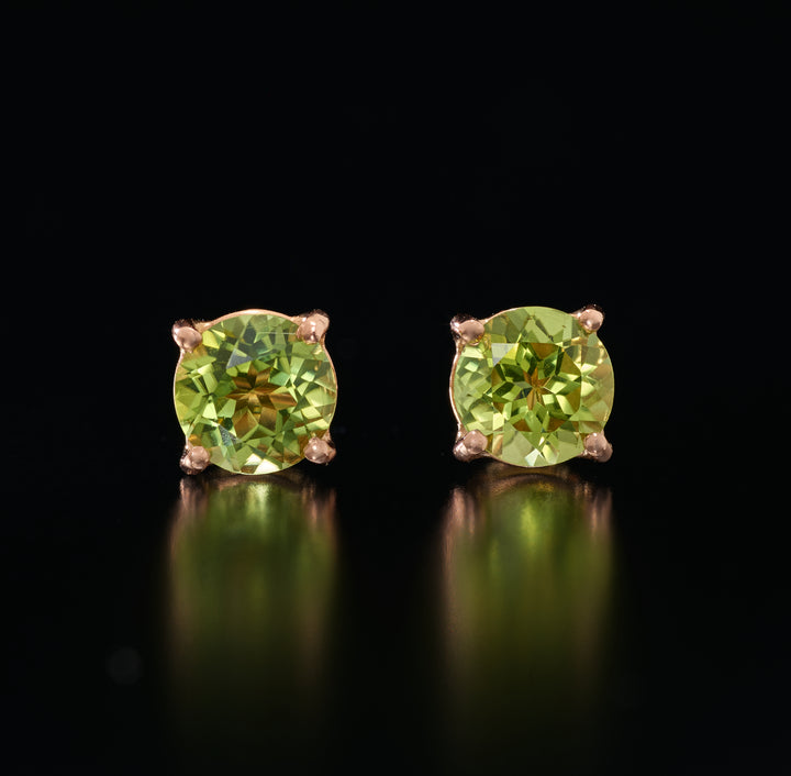 Peridot Studs in 18k Gold- White Gold & Rose Gold