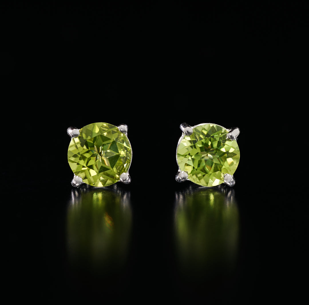 Peridot Studs in 18k Gold- White Gold & Rose Gold